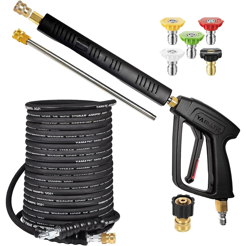 Pressure Washer Gun Kit 3/8" Swivel Inlet 4200 PSI (with 100FT Rubber Hose)