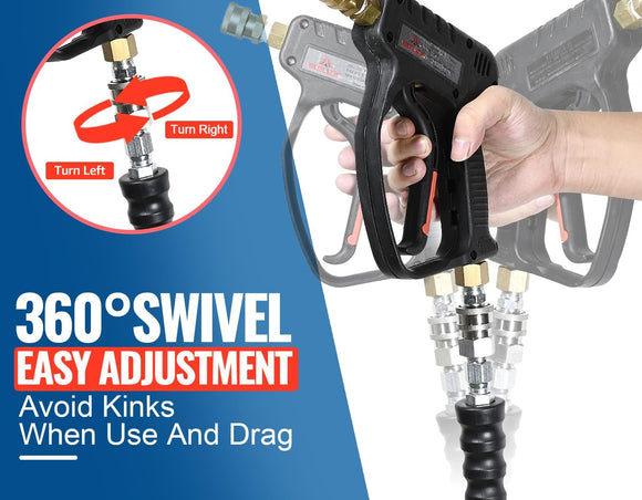 100FT 3/8" Non Marking Rubber Pressure Washer Hose Stainless Steel Connect 4200 PSI