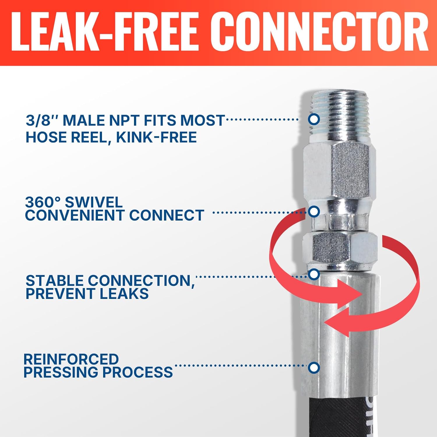 3FT 3/8" Pressure Washer Whip Hose 4000 PSI