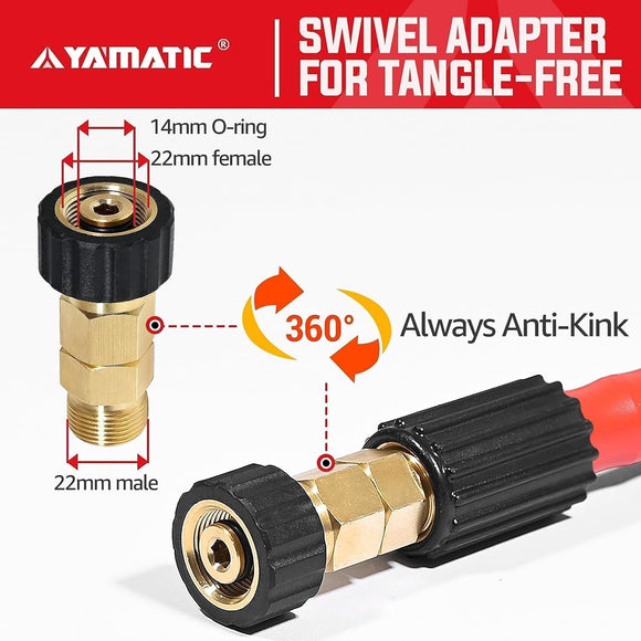 M22-14mm Female to M22-14 Male Swivel Adapter 5000PSI
