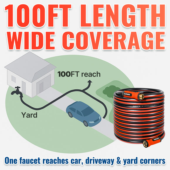 100FT Durable 5/8'' Garden Hose