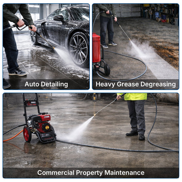 50FT 3/8" Non Marking Rubber Pressure Washer Hose Stainless Steel Connect 4200 PSI