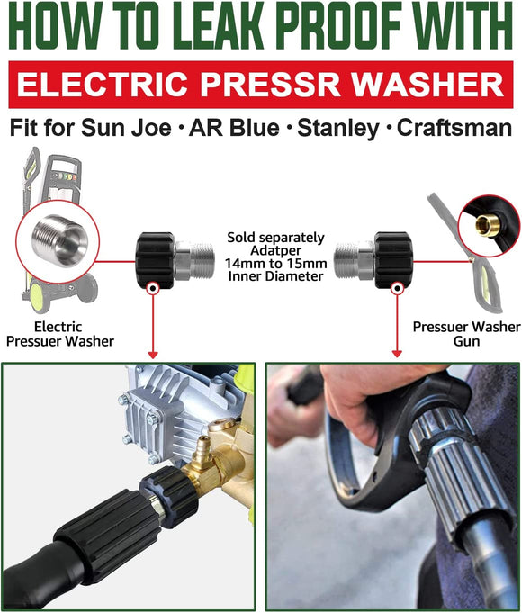 YAMATIC Pressure Washer Hose 25ft Kink Resistant, 1/4" Extension Power Washer Hose with M22 to 3/8" Quick Connect Adapters for Replacement, 3200 PSI
