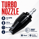 Turbo nozzle with specifications on a white background