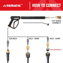 Pressure Washer Gun with Wand 3/8" Swivel Inlet 5000 PSI-8