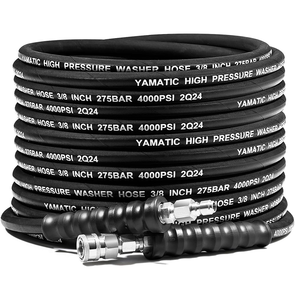 3/8" Rubber Pressure Washer Hose with Stainless Steel Connect 4000 PSI