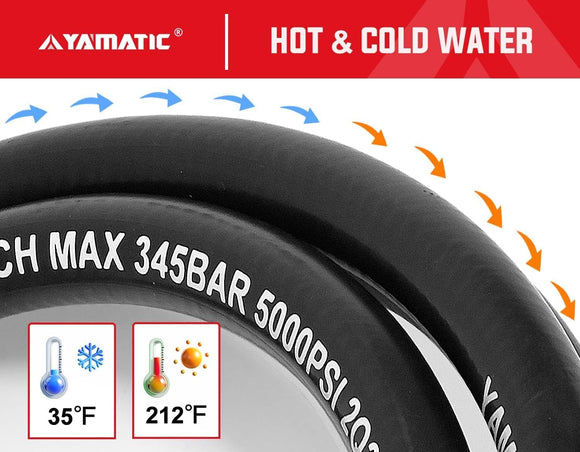 100FT 3/8" Industrial Grade Rubber Pressure Washer Hose 5000 PSI