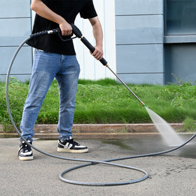 50FT 3/8" Non Marking Rubber Pressure Washer Hose Stainless Steel Connect 4200 PSI - 0