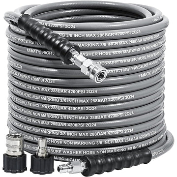 3/8" Non Marking Rubber Pressure Washer Hose Stainless Steel Connect 4200 PSI