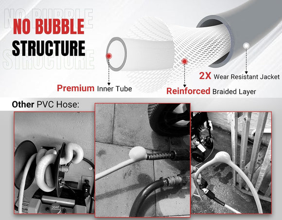 100FT Super Flexible Pressure Washer Hose with Quick Connect 3200 PSI