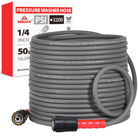 50FT Super Flexible Pressure Washer Hose 3200 PSI (Grey)