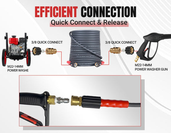 100FT Super Flexible Pressure Washer Hose with Quick Connect 3200 PSI