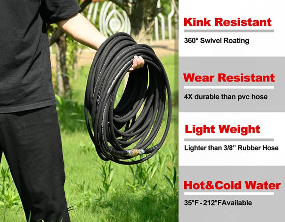 1/4" Rubber Pressure Washer Hose 4000 PSI