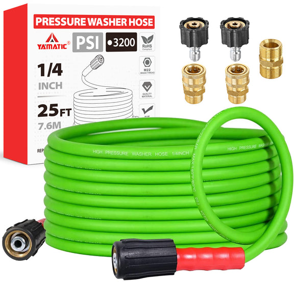 25FT Super Flexible Pressure Washer Hose with Quick Connect 3200 PSI