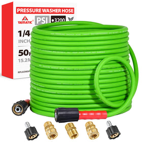 50FT Super Flexible Pressure Washer Hose with Quick Connect 3200 PSI