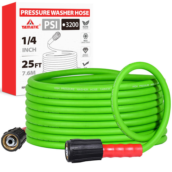 25FT Super Flexible Pressure Washer Hose 3200 PSI (Green)