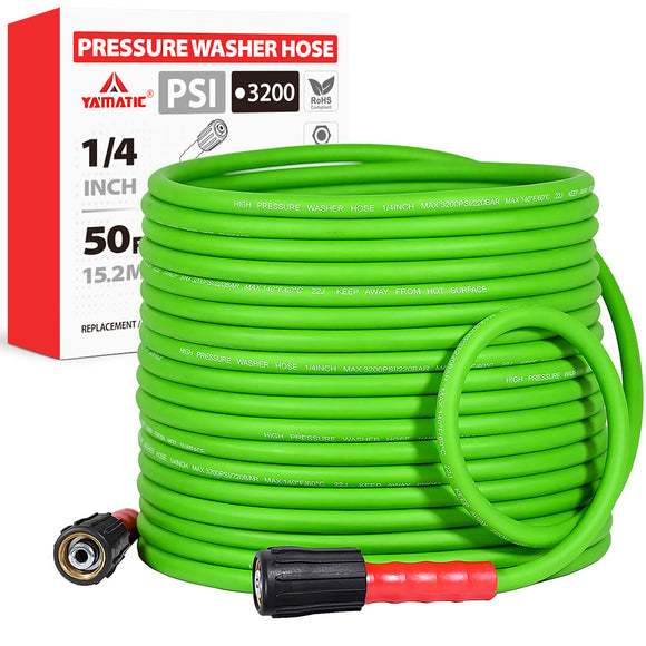 50FT Super Flexible Pressure Washer Hose 3200 PSI (Green)