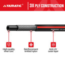 YAMATIC Garden Hose 100 ft,Ultra Durable Water hose, 5/8 inch Regular Hose with Solid Brass Connector for All-weather Outdoor, Car wash, Lawn, Black-4