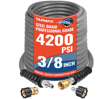 100FT 3/8" Non Marking Rubber Pressure Washer Hose 4200 PSI