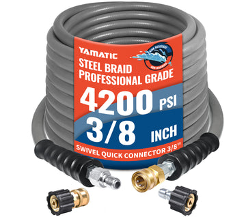 50FT 3/8" Non Marking Rubber Pressure Washer Hose 4200 PSI