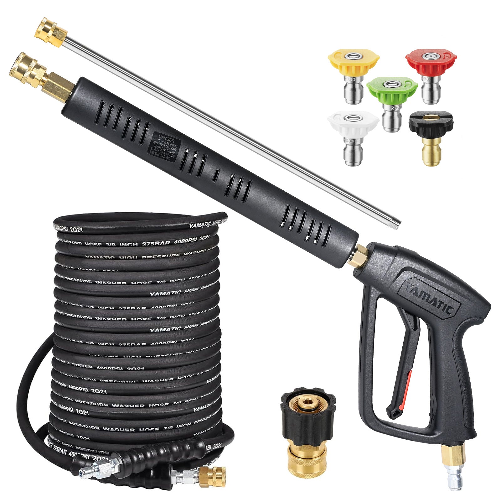 Pressure Washer Gun Kit 3/8" Swivel Inlet 4200 PSI (with 100FT Rubber Hose)