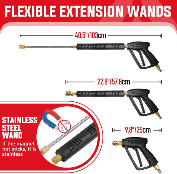 Pressure Washer Gun Kit 3/8" Swivel Inlet 4000 PSI (with 25FT Hose)