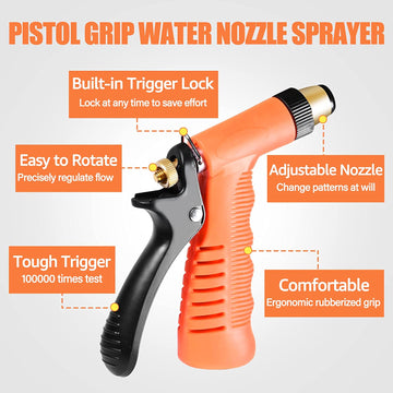 YAMATIC Garden Hose Nozzle, Easy Adjustable Patterns Spray Nozzle High-Pressure Jet Water Nozzle for Watering Garden, Washing Cars, and Showering Pets - 0