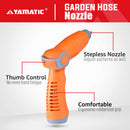 YAMATIC Garden Hose Nozzle with High Pressure Jet, Thumb Control On Off Valve for Watering Garden, Washing Cars, and Showering Pets - ABS Comfortable-2