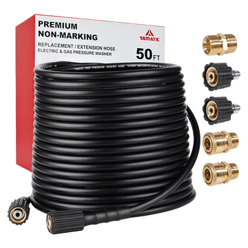 YAMATIC 1/4" Pressure Washer Hose 50ft 3200 PSI with M22 to 3/8" Adapters