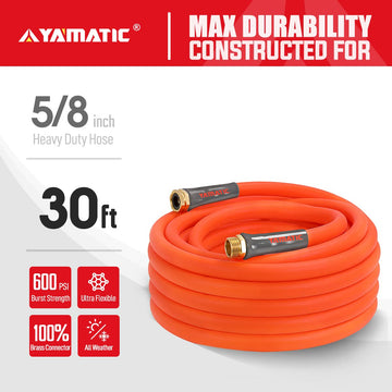 YAMATIC Heavy Duty Garden Hose 5/8 in x 30 ft, Super Flexible Water Hose, All-weather, Lightweight,GHSE 5P30AH-WFS-A - 0