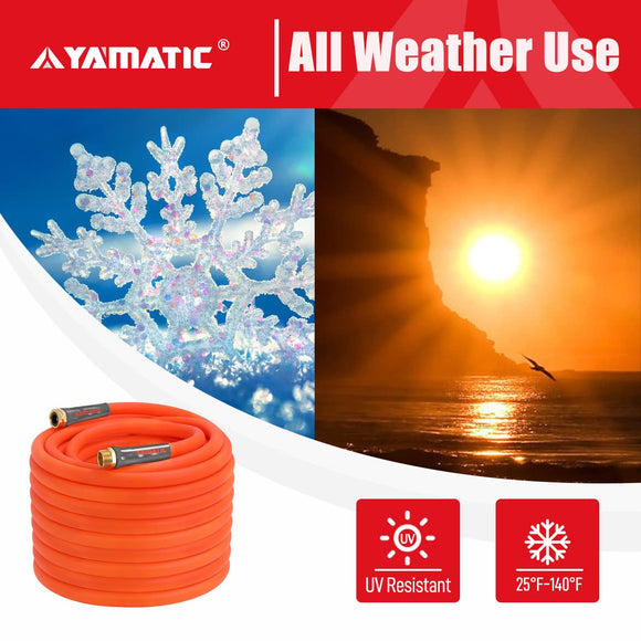 YAMATIC Heavy Duty Short Garden Hose 5/8 in x 5 ft, Super Flexible Leader hose,All-weather, Lightweight,GHSE 5P05AH-WFS-A