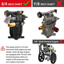 YAMATIC Horizontal Pressure Washer Pump 3/4" Shaft - Max 3300 PSI @ 2.5 GPM - Original Engineering for Most Brand power washer-4
