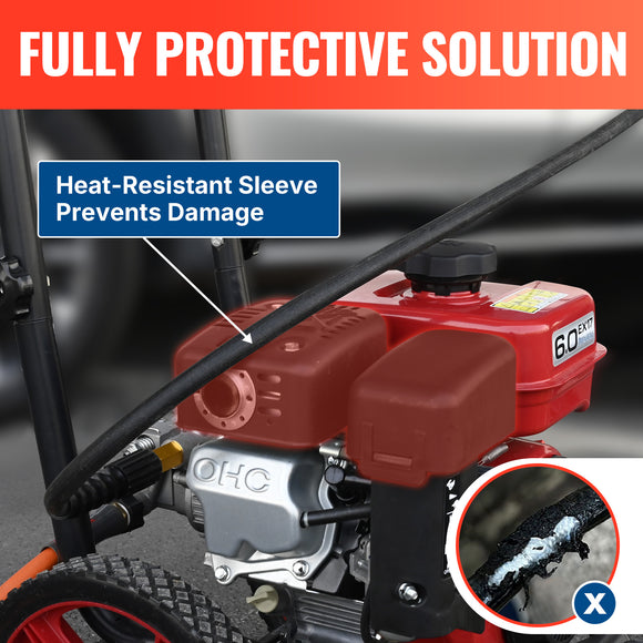50FT Flexible Pressure Washer Hose With Heat-resistant Sleeve 3400 PSI