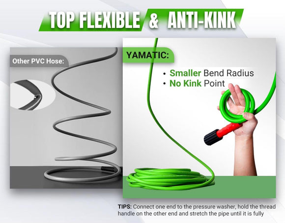 YAMATIC Super Flexible Pressure Washer Hose 50 FT 1/4"